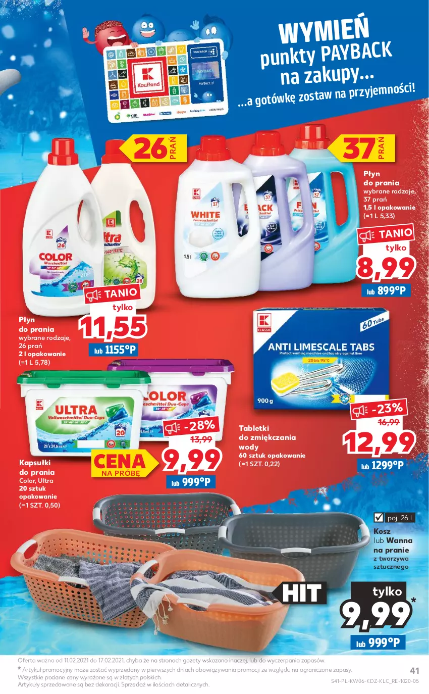 Gazetka promocyjna Kaufland - OFERTA TYGODNIA - ważna 11.02 do 17.02.2021 - strona 41 - produkty: Gra, Kapsułki do prania, Kosz, Płyn do prania, Tablet, Wanna