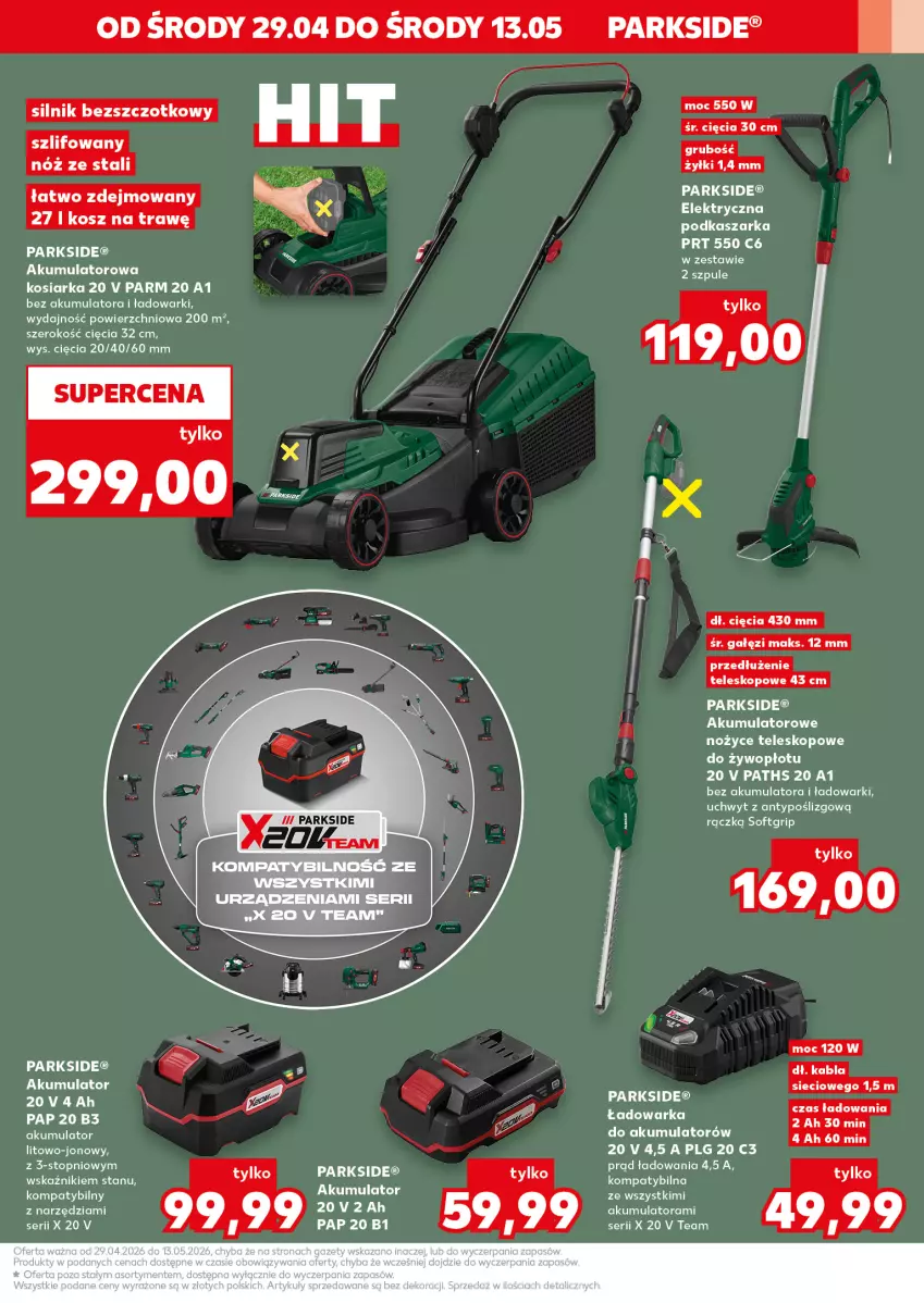 Gazetka promocyjna Kaufland - Mocny Start - ważna 04.05 do 06.05.2026 - strona 29 - produkty: Akumulator, Kasza, Kosiarka, LG, Noż, Nożyce, Parkside, Ser, Teleskop, Warka