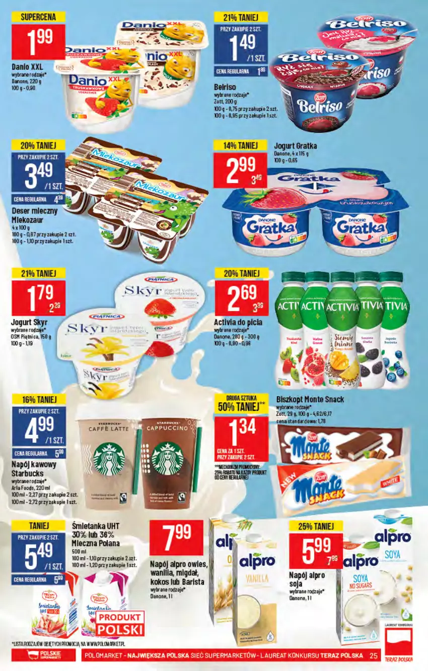 Gazetka promocyjna PoloMarket - Gazetka pomocyjna - ważna 07.07 do 13.07.2021 - strona 25 - produkty: Activia, Alpro, Cappuccino, Danio, Danone, Deser, Deser mleczny, Gra, Jogurt, Kokos, LANA, Monte, Napój, Piątnica, Ser