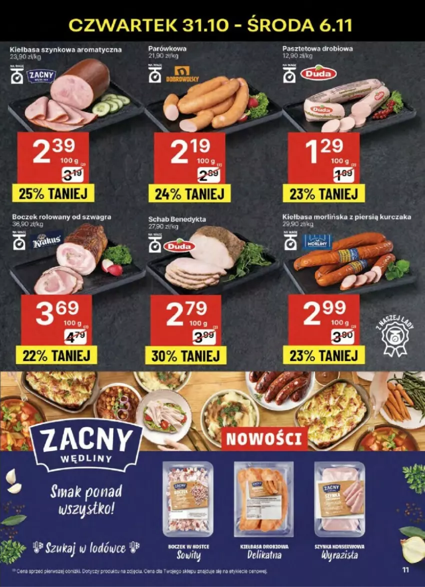 Gazetka promocyjna Delikatesy Centrum - ważna 31.10 do 06.11.2024 - strona 3 - produkty: Boczek, Gra, Kiełbasa, Kiełbasa szynkowa, Kurczak, Pasztet