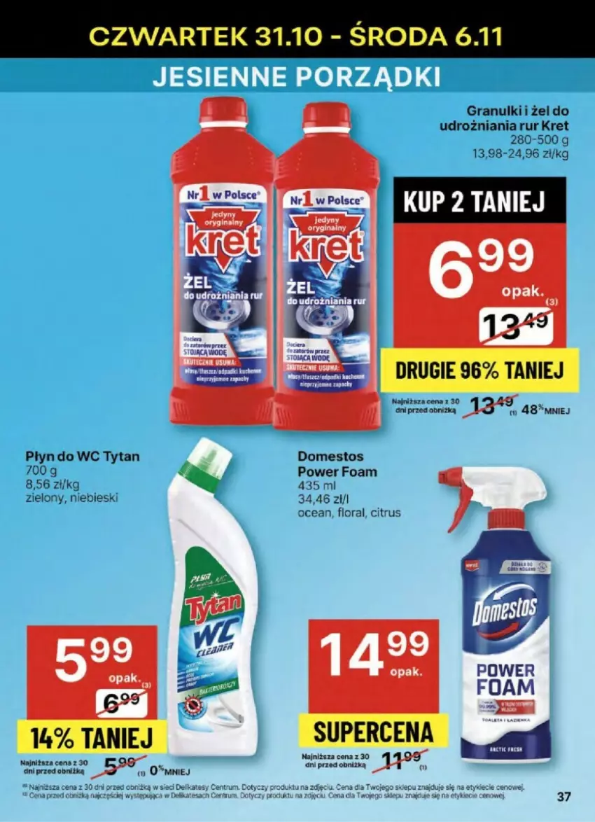 Gazetka promocyjna Delikatesy Centrum - ważna 31.10 do 06.11.2024 - strona 31 - produkty: Domestos, Flora, Gra, Kret, Płyn do wc, Rum, Tytan