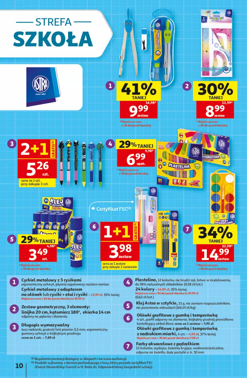Gazetka promocyjna Auchan - 30 Lat Hipermarket - ważna 23.07 do 29.07.2026 - strona 10 - produkty: Cień, Długopis, Fa, Gra, Klej, Pastylki, Plastelina, Por, Tusz