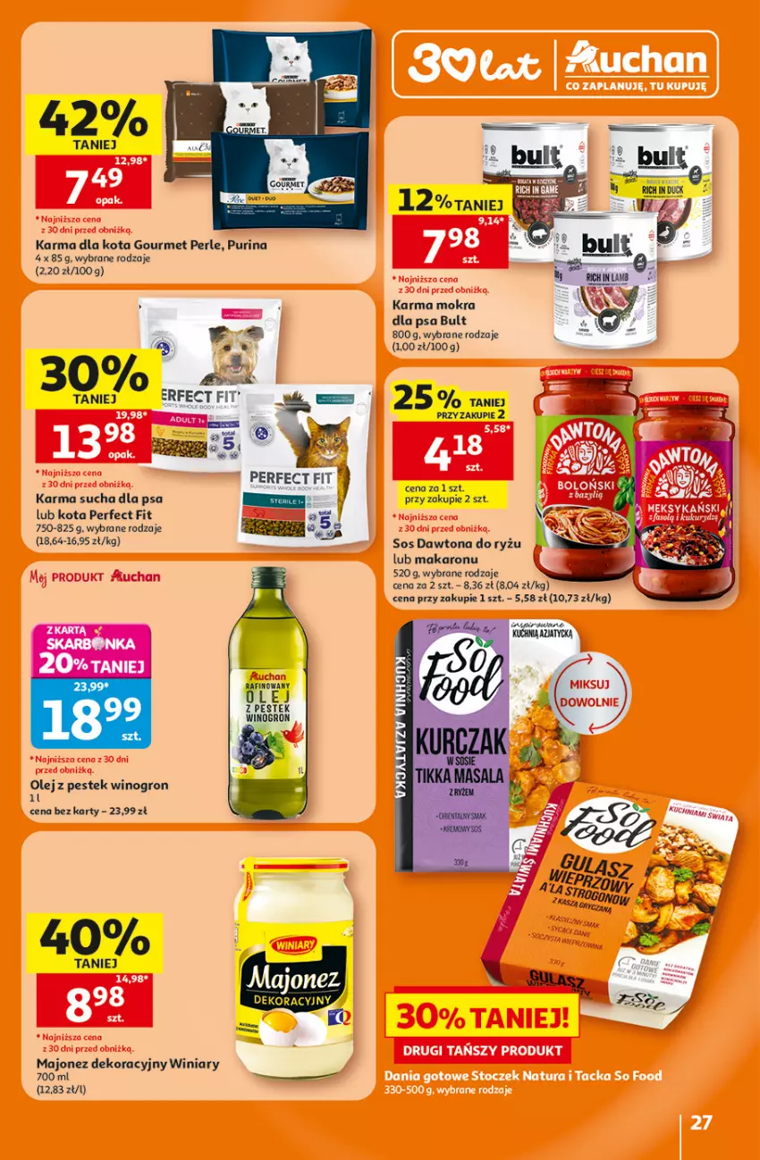 Gazetka promocyjna Auchan - 30 Lat Hipermarket - ważna 23.07 do 29.07.2026 - strona 27 - produkty: Dawtona, Majonez, Makaron, Olej, Pur, Purina, Ryż, Sos, Stek, Winiary, Wino