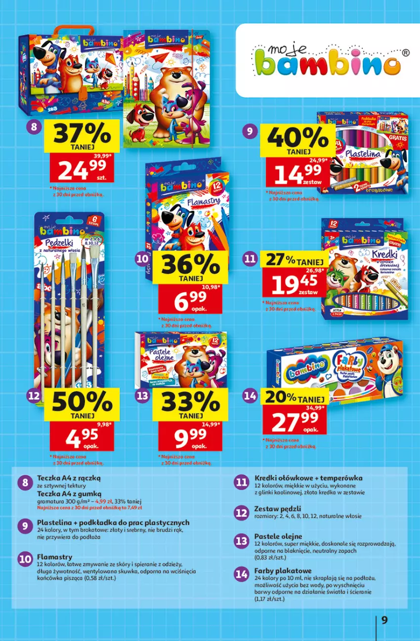 Gazetka promocyjna Auchan - 30 Lat Hipermarket - ważna 23.07 do 29.07.2026 - strona 9 - produkty: Fa, Flamastry, Gra, Kredka, Olej, Pastele olejne, Plastelina, Podkład, Podkładka, Por, Rama, Zestaw pędzli