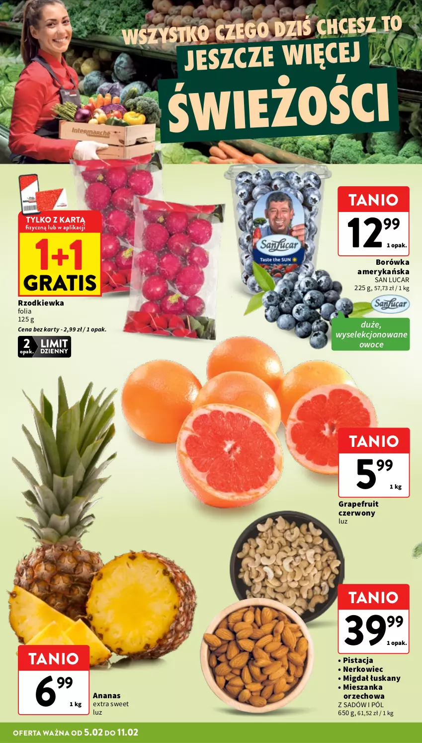 Gazetka promocyjna Intermarche - Gazetka promocyjna - ważna 05.02 do 11.02.2026 - strona 10 - produkty: Ananas, Borówka, Borówka amerykańska, Gra, Mieszanka orzechowa, Owoce, Rzodkiewka
