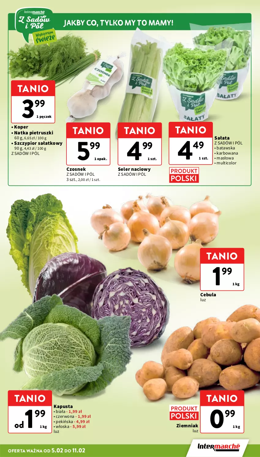 Gazetka promocyjna Intermarche - Gazetka promocyjna - ważna 05.02 do 11.02.2026 - strona 11 - produkty: Cebula, Czosnek, Masło, Natka pietruszki, Sałat, Seler naciowy
