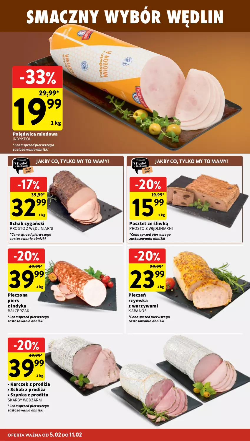 Gazetka promocyjna Intermarche - Gazetka promocyjna - ważna 05.02 do 11.02.2026 - strona 14 - produkty: Kabanos, Pasztet, Piec, Pieczeń rzymska, Polędwica, Szynka, Warzywa