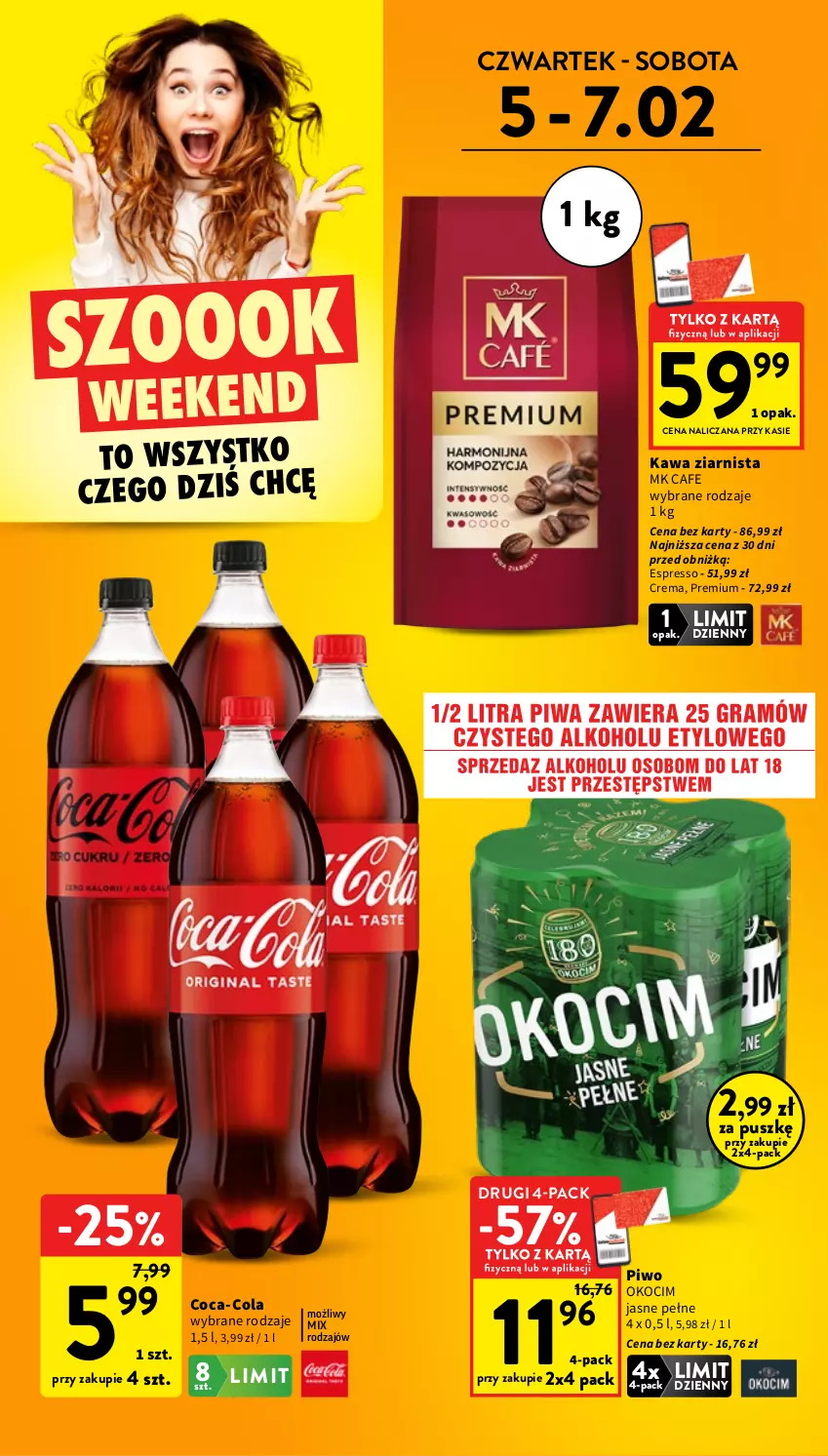 Gazetka promocyjna Intermarche - Gazetka promocyjna - ważna 05.02 do 11.02.2026 - strona 4 - produkty: Coca-Cola, Kawa, Kawa ziarnista, Koc, Okocim, Piwo