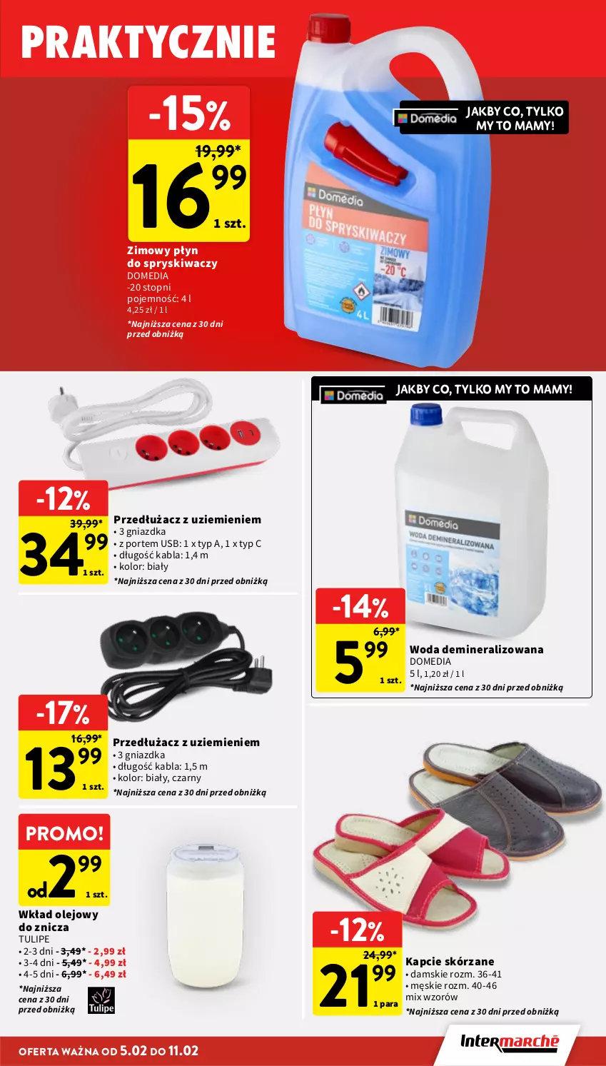 Gazetka promocyjna Intermarche - Gazetka promocyjna - ważna 05.02 do 11.02.2026 - strona 41 - produkty: Kapcie, Olej, Płyn do spryskiwaczy, Por, Top, Wkład olejowy, Woda, Znicz