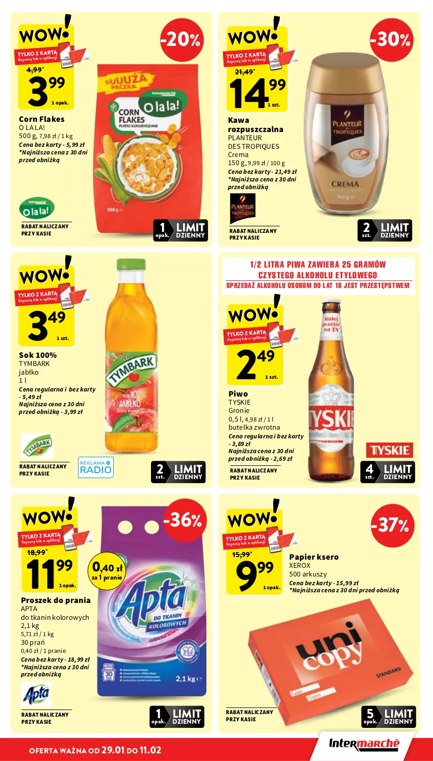 Gazetka promocyjna Intermarche - Gazetka promocyjna - ważna 05.02 do 11.02.2026 - strona 9 - produkty: Corn flakes, Gra, Kawa, Kawa rozpuszczalna, Papier, Piwa, Piwo, Proszek do prania, Ser, Sok, Tymbark, Tyskie