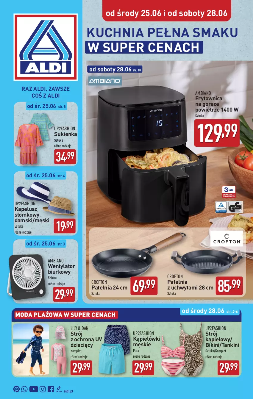 Gazetka promocyjna Aldi - Artykuły przemysłowe i tekstylia - ważna 25.06 do 28.06.2025 - strona 1 - produkty: Bikini, Biurko, Dzieci, Fa, Kuchnia, Moda, Patelnia, Strój kąpielowy, Sukienka