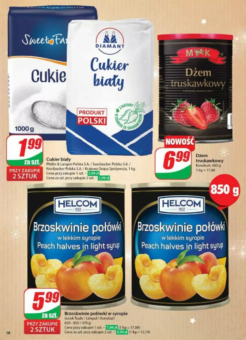 Gazetka promocyjna Dino - ważna 11.12 do 17.12.2024 - strona 10 - produkty: Brzoskwinie, Cukier, Diamant, Dżem, Syrop