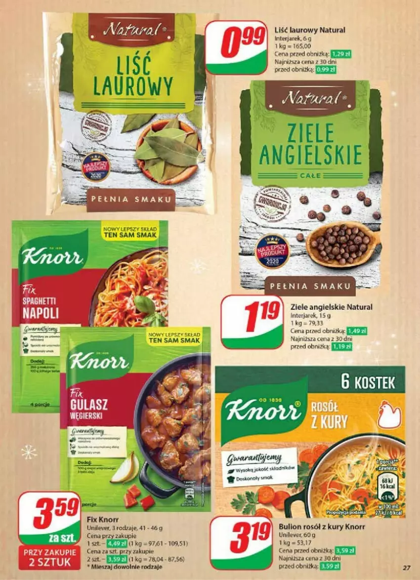 Gazetka promocyjna Dino - ważna 11.12 do 17.12.2024 - strona 20 - produkty: Bulion, Knorr, Laur, Lion, Rosół, Spaghetti, Ziele angielskie