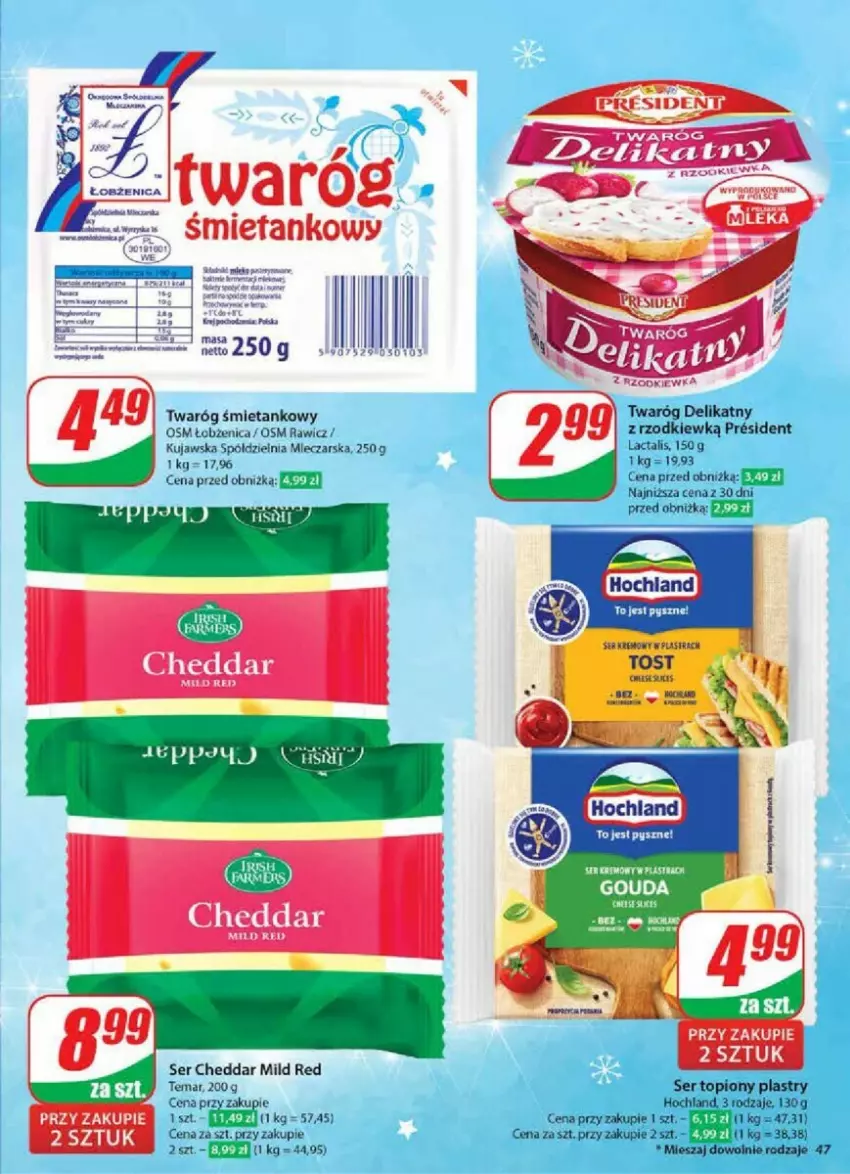 Gazetka promocyjna Dino - ważna 11.12 do 17.12.2024 - strona 42 - produkty: Cheddar, Fa, Hochland, Parka, Ser, Ser topiony, Top, Twaróg, Twaróg delikatny, Twaróg śmietankowy