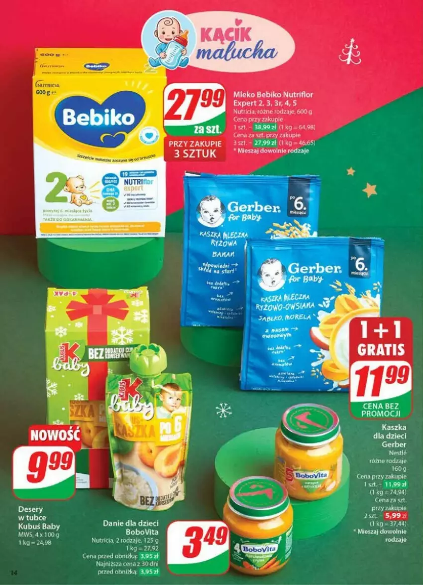 Gazetka promocyjna Dino - ważna 11.12 do 17.12.2024 - strona 6 - produkty: BoboVita, Danie dla dzieci, Deser, Dzieci, Gerber, Kubuś, Ser