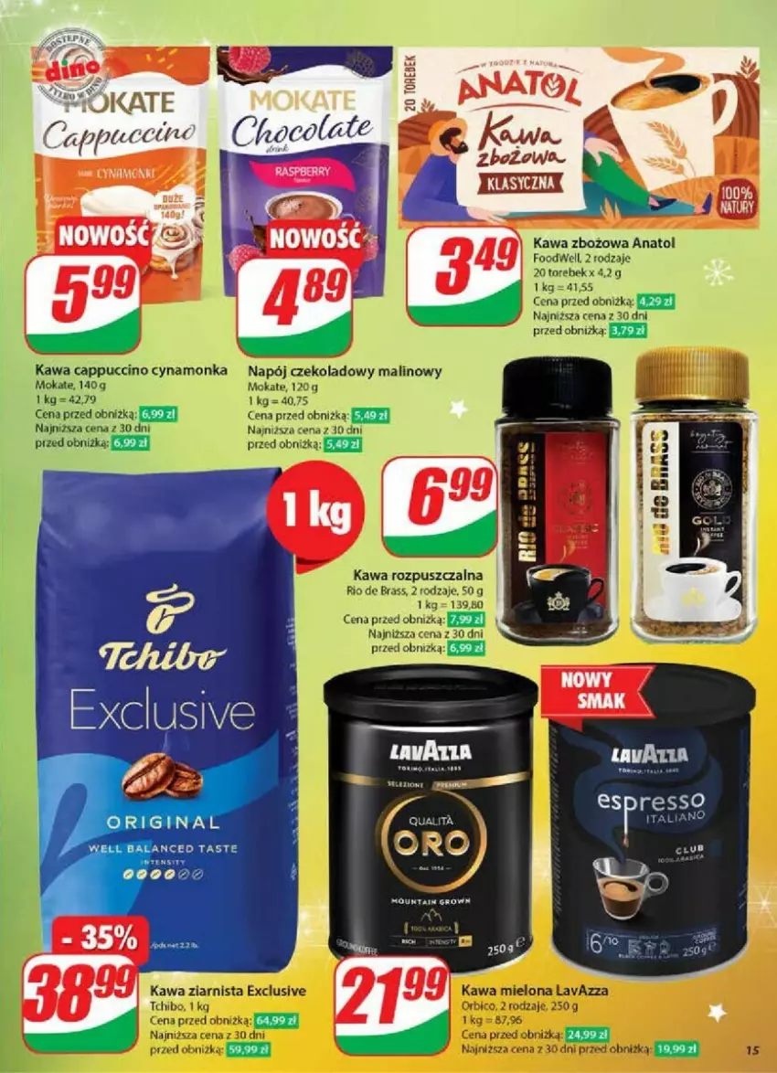 Gazetka promocyjna Dino - ważna 11.12 do 17.12.2024 - strona 7 - produkty: BIC, Cappuccino, Gin, Kawa, Kawa mielona, Kawa rozpuszczalna, Kawa zbożowa, Kawa ziarnista, Lavazza, Napój, Tchibo