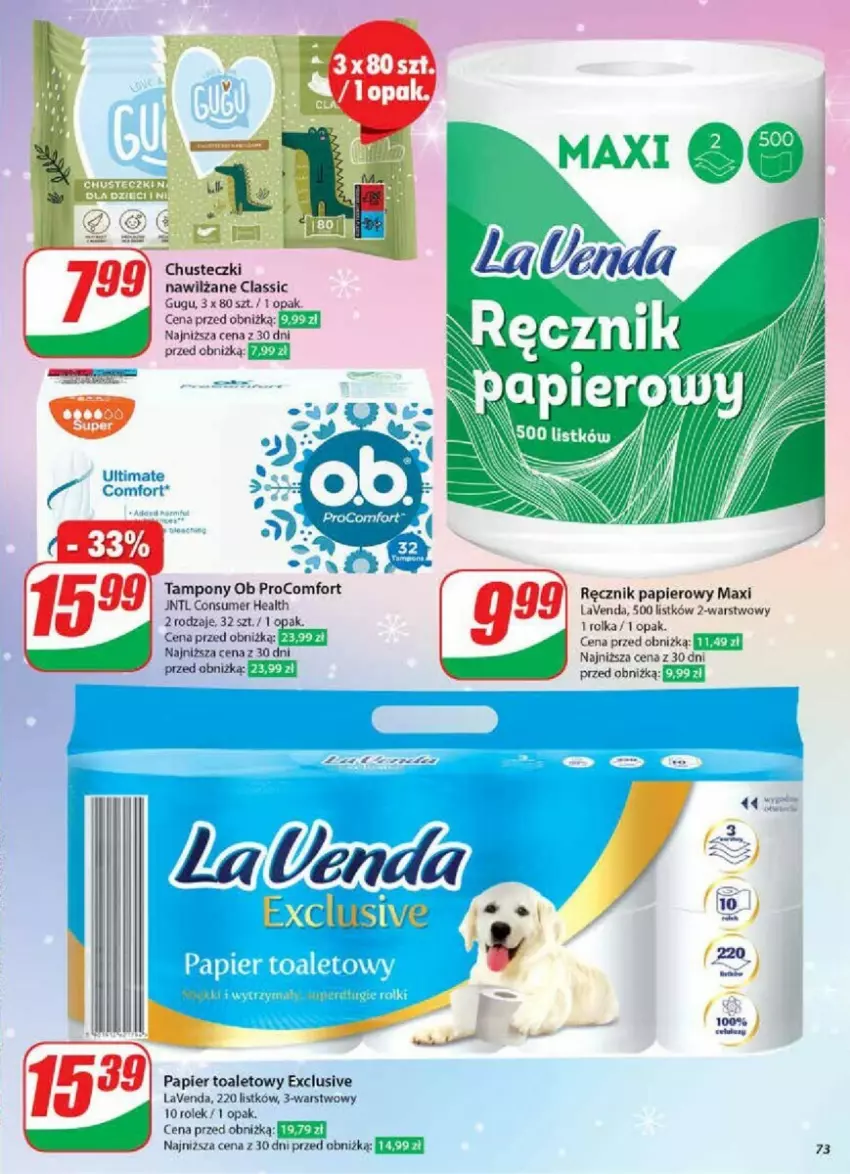 Gazetka promocyjna Dino - ważna 11.12 do 17.12.2024 - strona 71 - produkty: Chusteczki, Papier, Papier toaletowy, Ręcznik, Tampony