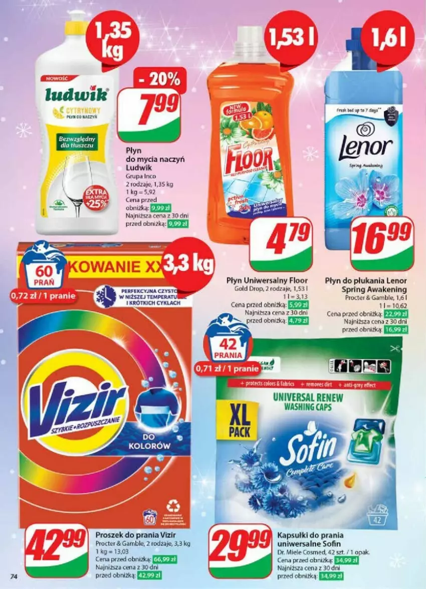 Gazetka promocyjna Dino - ważna 11.12 do 17.12.2024 - strona 72 - produkty: 7 Days, Do mycia naczyń, Kapsułki do prania, Lenor, Ludwik, Płyn do mycia, Płyn do mycia naczyń, Płyn do płukania, Proszek do prania, Vizir