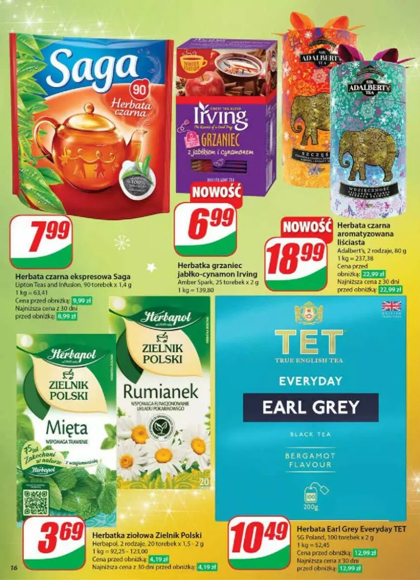 Gazetka promocyjna Dino - ważna 11.12 do 17.12.2024 - strona 8 - produkty: Earl Grey, Fusion, Herbata, Herbata czarna, Irving, Lipton, Mięta, Saga