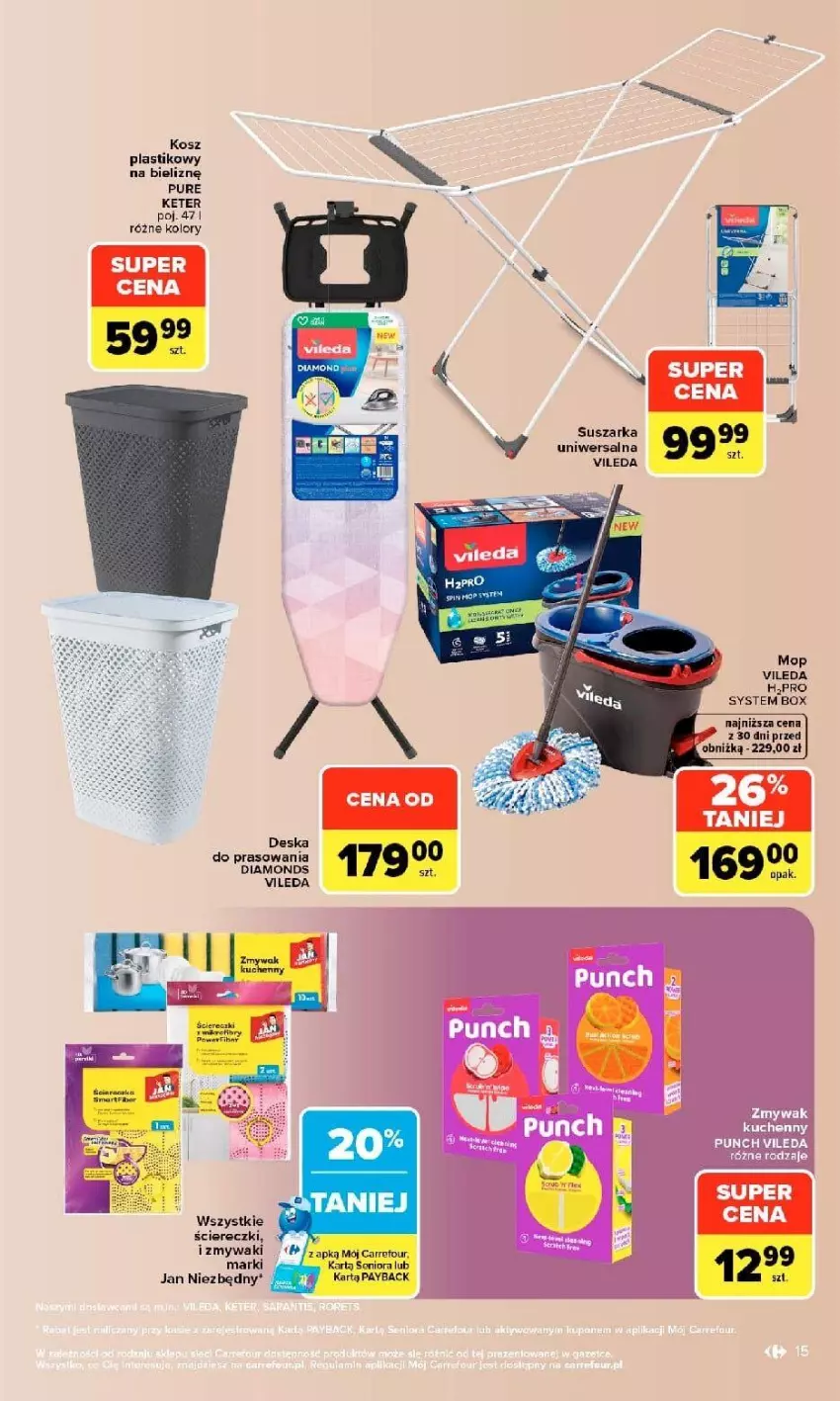 Gazetka promocyjna Carrefour - Gazetka Carrefour w SUMIE stylowy dom - ważna 07.09 do 19.09.2026 - strona 15 - produkty: Jan Niezbędny, Kosz, Mop, Pur, Suszarka, Vileda