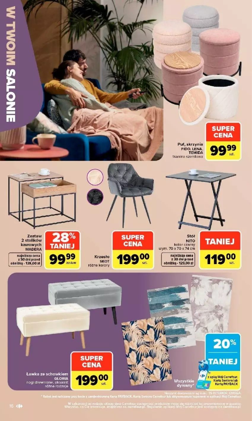 Gazetka promocyjna Carrefour - Gazetka Carrefour w SUMIE stylowy dom - ważna 07.09 do 19.09.2026 - strona 16 - produkty: Puf, Stół, Stolik