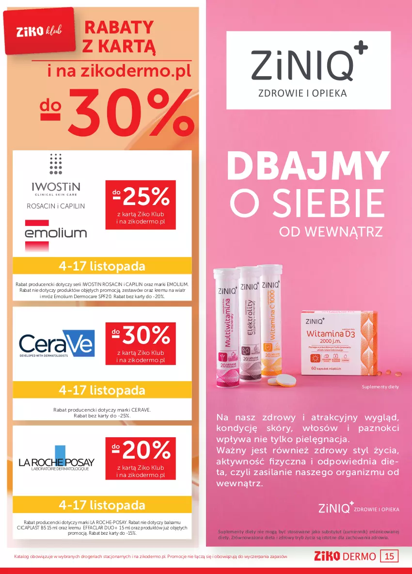 Gazetka promocyjna Ziko - 4-17 LISTOPADA - ważna 04.11 do 17.11.2021 - strona 15 - produkty: CeraVe, Emolium, Fa, Iwostin, La Roche-Posay, Ser, Silan, Top