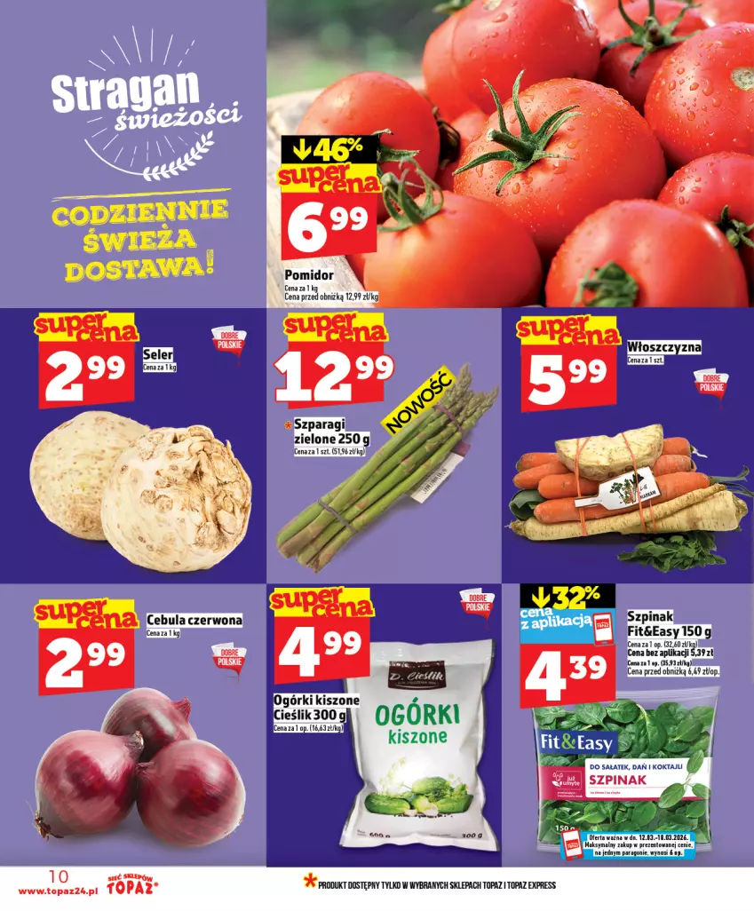 Gazetka promocyjna Topaz - Gazetka - ważna 12.03 do 18.03.2026 - strona 10 - produkty: Cebula, Cebula czerwona, Sałat, Top