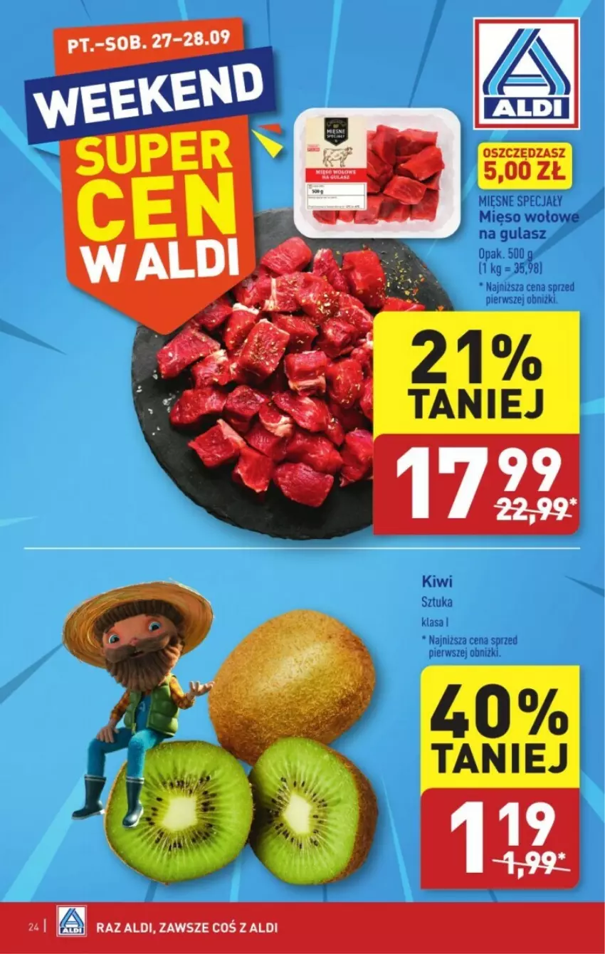 Gazetka promocyjna Aldi - ważna 23.09 do 29.09.2024 - strona 17 - produkty: Kiwi, Mięsne specjały, Mięso, Mięso wołowe