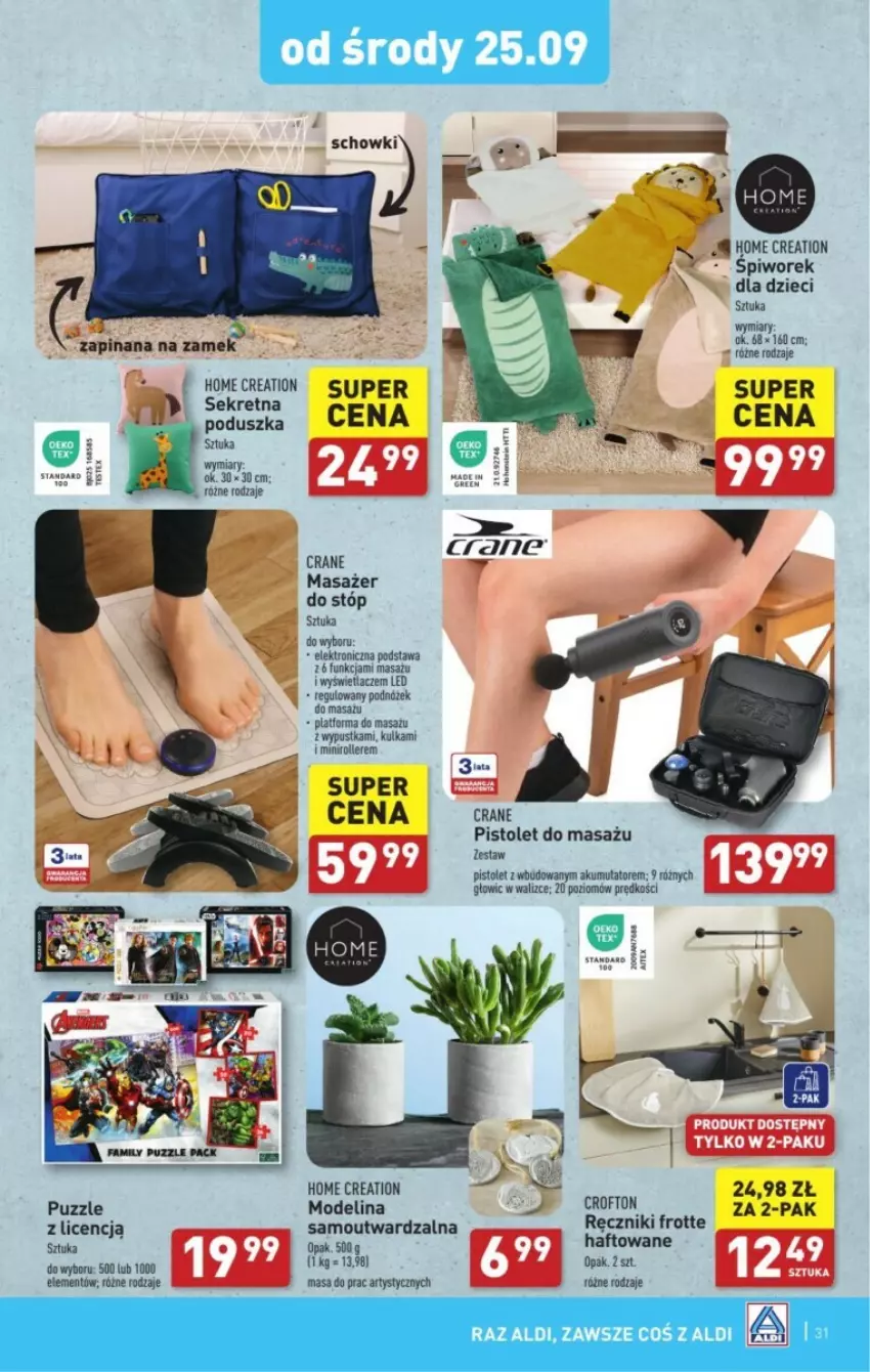 Gazetka promocyjna Aldi - ważna 23.09 do 29.09.2024 - strona 25 - produkty: Dzieci, Kret, Masażer, Outward, Pistolet, Piwo, Podnóżek, Poduszka, Puzzle, Ręcznik