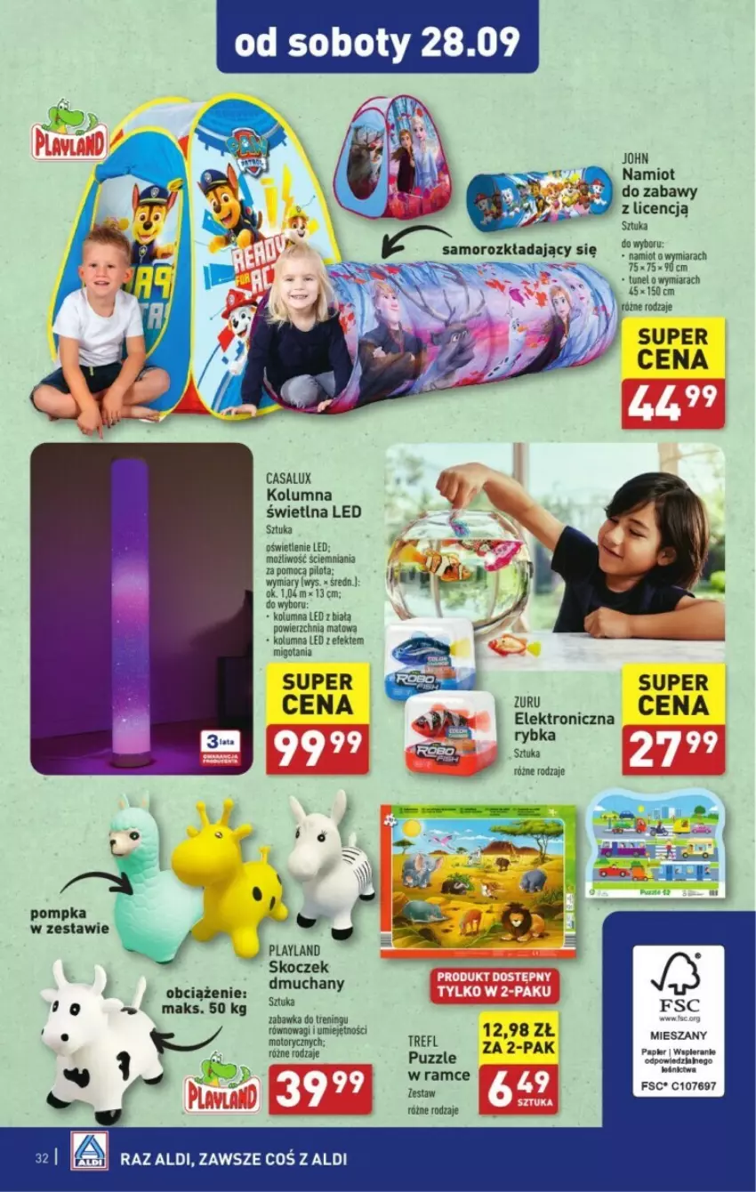 Gazetka promocyjna Aldi - ważna 23.09 do 29.09.2024 - strona 26 - produkty: Koc, Namiot, Papier, Pompka, Puzzle, Sos, Zabawka