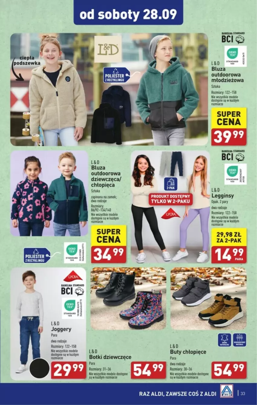 Gazetka promocyjna Aldi - ważna 23.09 do 29.09.2024 - strona 27 - produkty: Bluza, Botki, Buty, Gin, Legginsy, Wełna