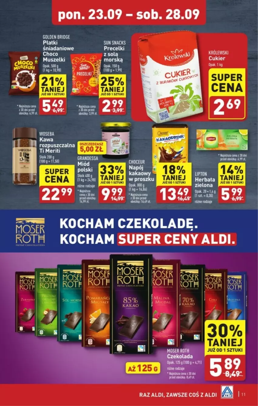 Gazetka promocyjna Aldi - ważna 23.09 do 29.09.2024 - strona 3 - produkty: Cukier, Czekolada, Danio, Herbata, Koc, Mus, Napój, Precelki