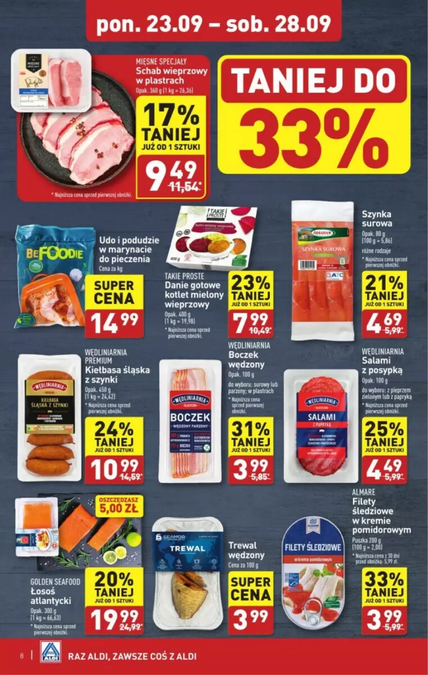 Gazetka promocyjna Aldi - ważna 23.09 do 29.09.2024 - strona 36 - produkty: Danie gotowe, Golden Seafood, Kotlet, Mięsne specjały, Piec, Schab wieprzowy, Szynka