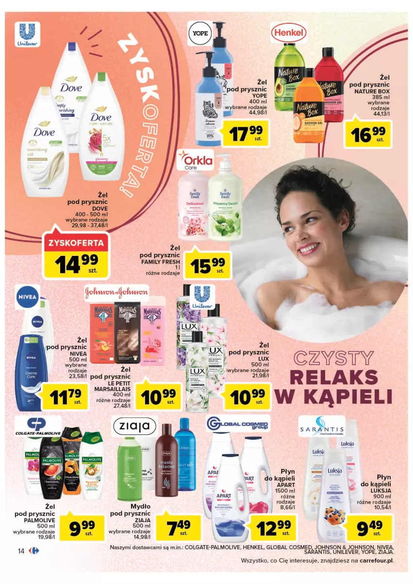 Gazetka promocyjna Carrefour - Gazetka Jesienna uroda pełna uroku - ważna 13.09 do 24.09.2022 - strona 14 - produkty: Colgate, Dove, Fa, LG, Luksja, Mars, Mydło, Nature Box, Nivea, Palmolive, Ryż, Yope, Ziaja