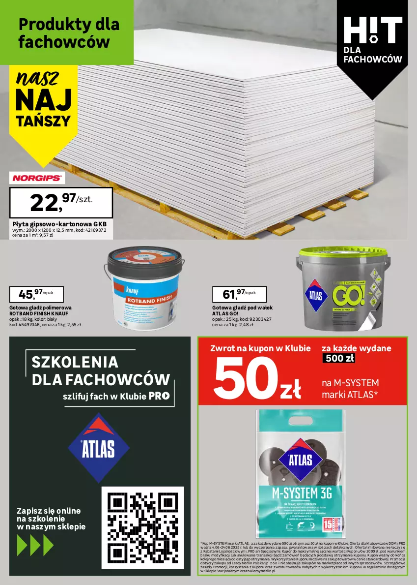 Gazetka promocyjna Leroy Merlin - Gazetka Leroy Merlin - ważna 04.06 do 24.06.2025 - strona 24 - produkty: Fa, Finish, Gładź polimerowa, Olej, Paleta, Płyta, Tran, Wałek
