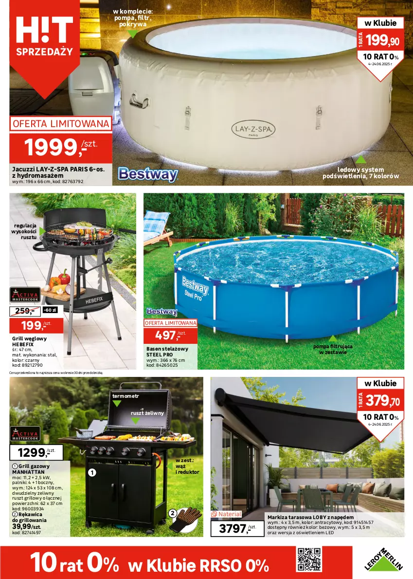Gazetka promocyjna Leroy Merlin - Gazetka Leroy Merlin - ważna 04.06 do 24.06.2025 - strona 3 - produkty: Fa, Fotel, Gra, Grill, Grill gazowy, Markiza, Ogród, Parasol, Pokrywa, Puf, Sofa, Sok, Stół, Termometr