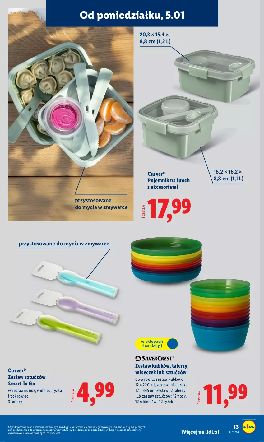 Gazetka promocyjna Lidl - GAZETKA - ważna 05.01 do 10.01.2026 - strona 15 - produkty: Noż, Pojemnik, Pojemnik na lunch, Pokrowiec, Talerz, Widelec, Zestaw sztućców