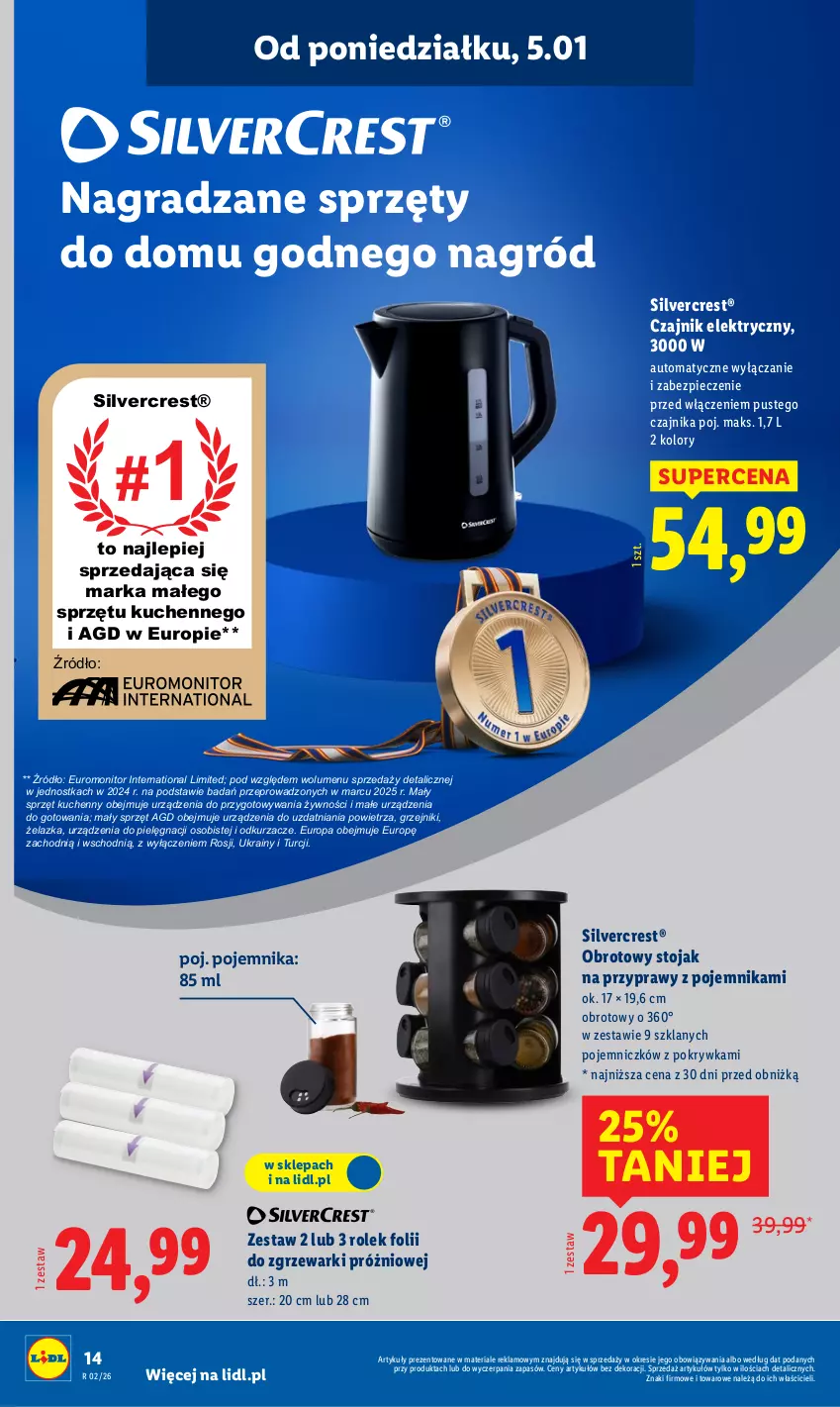 Gazetka promocyjna Lidl - GAZETKA - ważna 05.01 do 10.01.2026 - strona 18 - produkty: Czajnik, Czajnik elektryczny, Gra, Grzejnik, Monitor, Odkurzacz, Odkurzacze, Piec, Pojemnik, Przyprawy, Silvercrest, Stojak