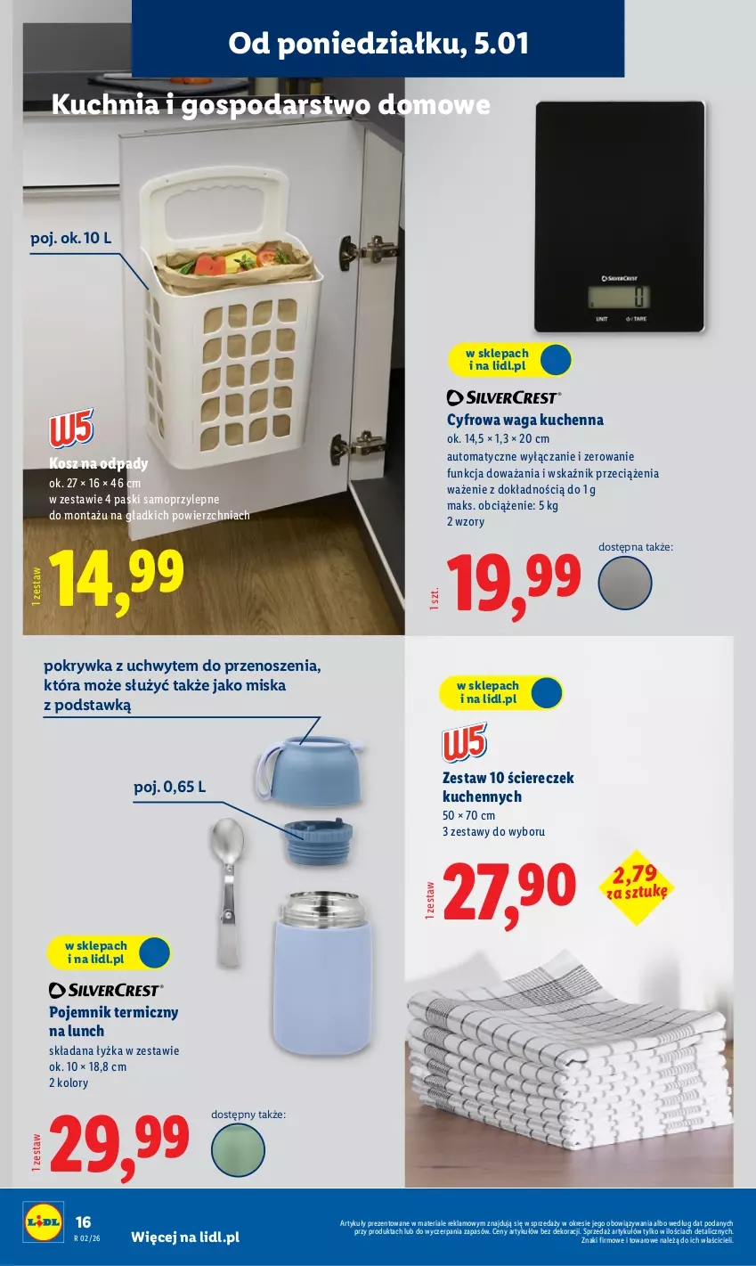 Gazetka promocyjna Lidl - GAZETKA - ważna 05.01 do 10.01.2026 - strona 20 - produkty: Kosz, Kosz na odpady, Kuchnia, Miska, Mop, Pojemnik, Waga