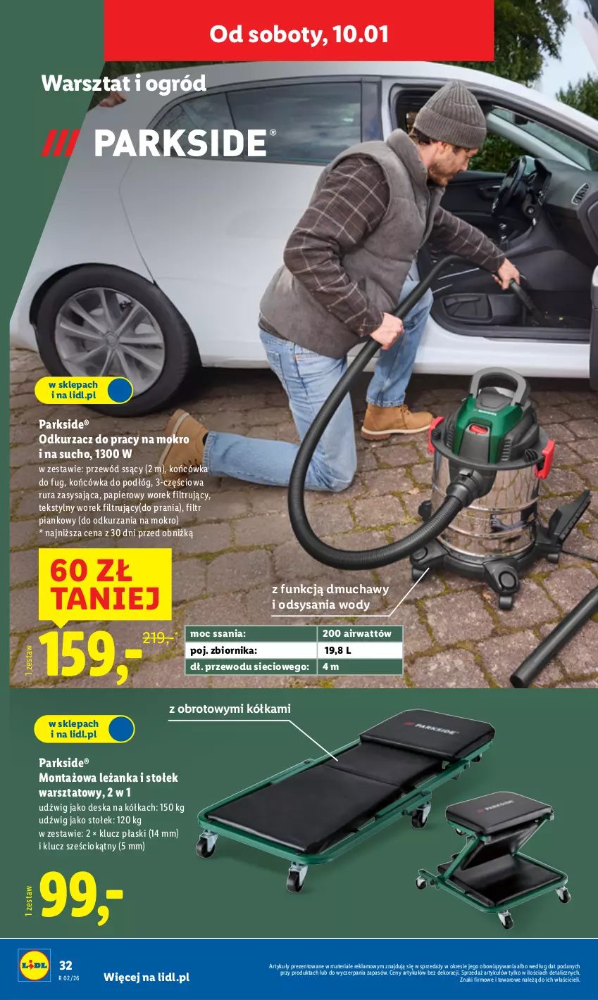 Gazetka promocyjna Lidl - GAZETKA - ważna 05.01 do 10.01.2026 - strona 36 - produkty: Dźwig, Leżanka, Odkurzacz, Ogród, Papier, Parkside, Przewód, Rura, Stołek