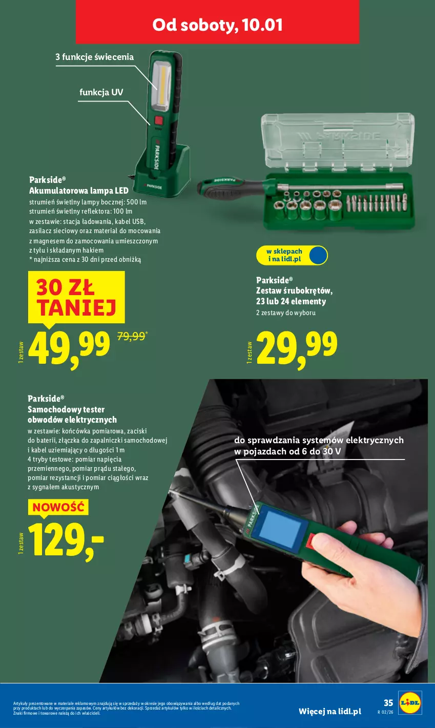 Gazetka promocyjna Lidl - GAZETKA - ważna 05.01 do 10.01.2026 - strona 39 - produkty: Akumulator, Kabel USB, Lampa, Lampa LED, Parkside, Pojazd, Reflektor, Rum