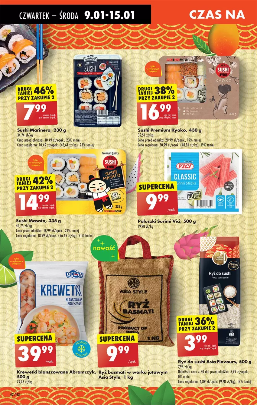 Gazetka promocyjna Biedronka - Od Czwartku - ważna 09.01 do 15.01.2025 - strona 42 - produkty: Krewetki, Ryż, Ryż basmati, Ryż do sushi, Surimi, Sushi