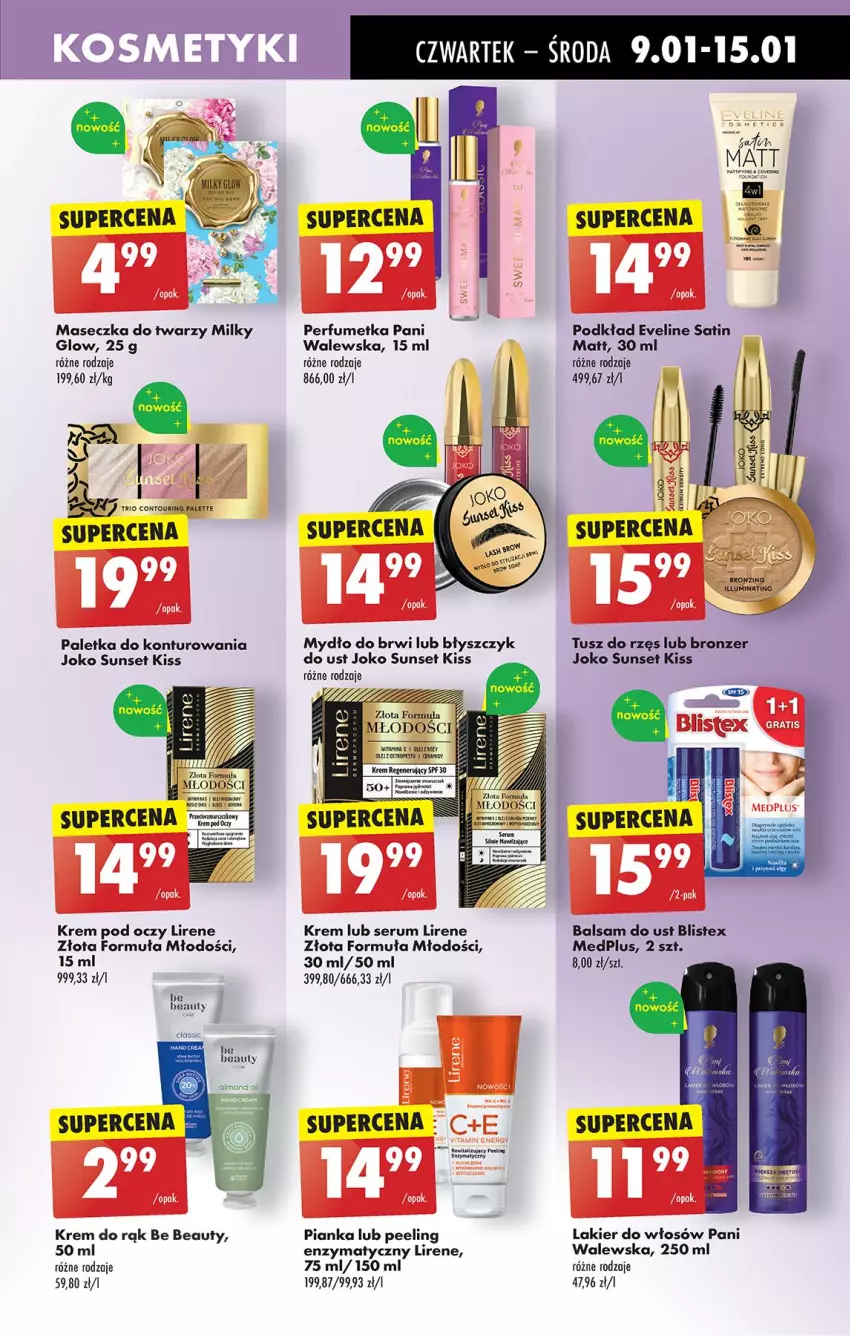 Gazetka promocyjna Biedronka - Od Czwartku - ważna 09.01 do 15.01.2025 - strona 61 - produkty: Balsam do ust, Be Be, Bronzer, Eveline, Fa, Krem do rąk, Krem pod oczy, Lakier, Lakier do włosów, Lirene, Mydło, Palette, Peeling, Perfum, Podkład, Por, Rum, Sati, Ser, Serum, Tusz