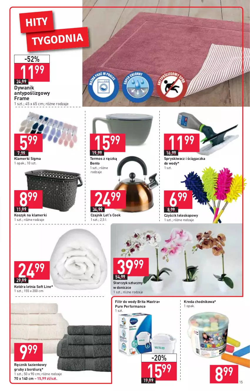 Gazetka promocyjna Stokrotka - Supermarket - ważna 15.07 do 21.07.2021 - strona 15 - produkty: Brit, Brita, Brita Maxtra, Chodnik, Czajnik, Dywan, Dywanik, Kołdra, Kosz, Pur, Ręcznik, Storczyk, Teleskop, Termos