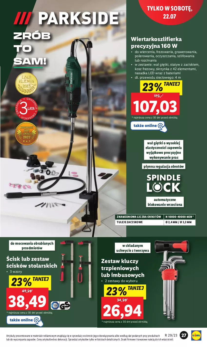 Gazetka promocyjna Lidl - GAZETKA - ważna 17.07 do 22.07.2023 - strona 37 - produkty: Bateria, Gra, Kosz, Sok, Szlifierka, Zestaw kluczy