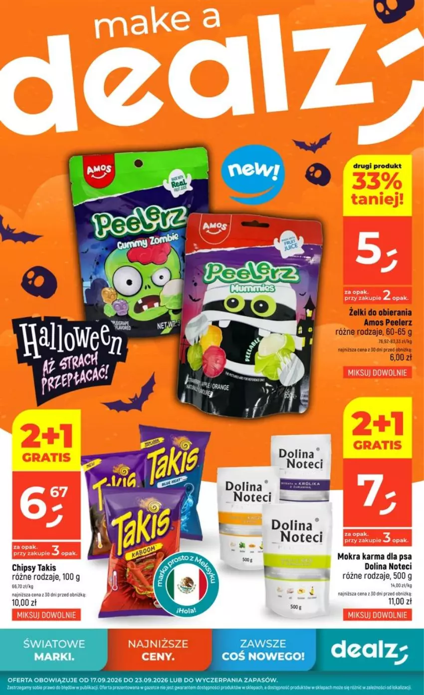 Gazetka promocyjna Dealz - NOWA GAZETKA - ważna 17.09 do 23.09.2026 - strona 1 - produkty: Chipsy, Mokra karma, Ser
