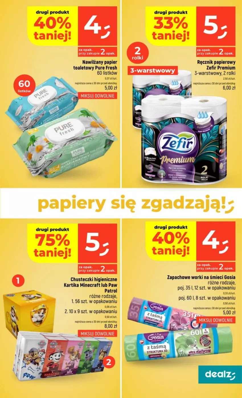 Gazetka promocyjna Dealz - NOWA GAZETKA - ważna 17.09 do 23.09.2026 - strona 37 - produkty: Chusteczki, Fa, Minecraft, Nawilżany papier, Papier, Papier toaletowy, Pur, Ręcznik, Rolki, Worki na śmiec, Worki na śmieci
