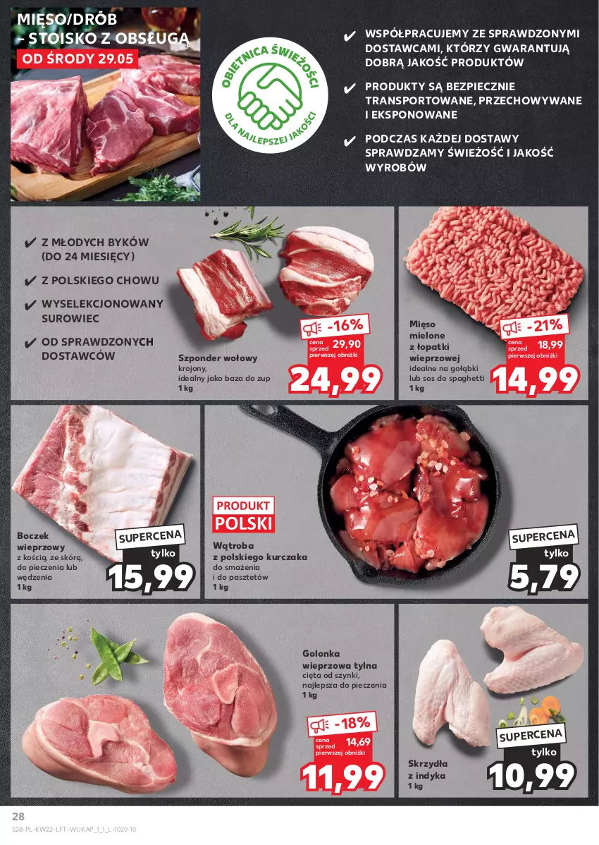 Gazetka promocyjna Kaufland - Gazetka tygodnia - ważna 29.05 do 05.06.2024 - strona 28 - produkty: Boczek, Boczek wieprzowy, Drób, Golonka wieprzowa, Kurczak, Mięso, Mięso mielone, Mięso mielone z łopatki wieprzowej, Pasztet, Piec, Por, Sos, Spaghetti, Sport, Szponder wołowy, Tran