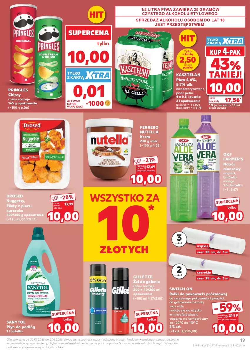 Gazetka promocyjna Kaufland - Gazetka tygodnia - ważna 30.07 do 05.08.2026 - strona 19 - produkty: Borówka, Chipsy, Fa, Ferrero, Gillette, Gin, Gra, Kasztelan, Kurczak, Mango, Napój, Nutella, Piwa, Piwo, Por, Pringles, Rolki, Sanytol
