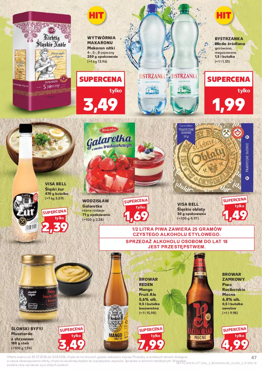Gazetka promocyjna Kaufland - Gazetka tygodnia - ważna 30.07 do 05.08.2026 - strona 47 - produkty: Bell, Chrzan, Gala, Galaretka, Gra, LANA, Makaron, Mango, Mus, Musztarda, Piwa, Piwo, Woda
